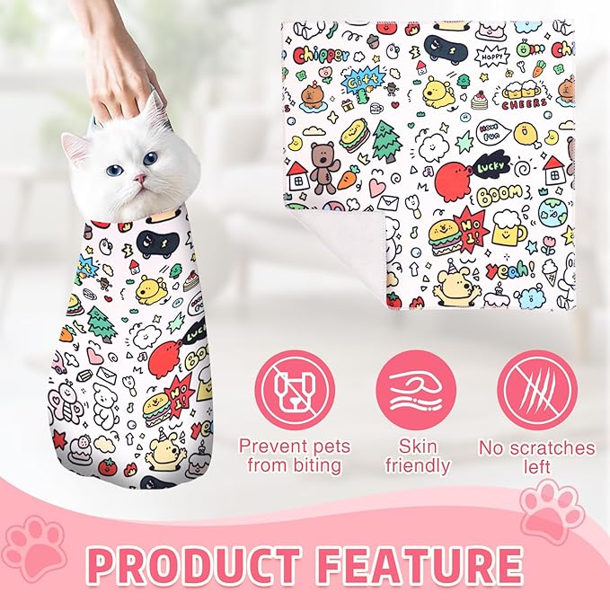 3 Pcs Cat Grooming Wrap, Self Adhesive Cat Wrap for Cutting Nails (21in-13in)