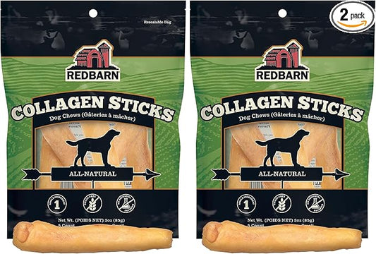 Redbarn Pet Products All-Natural Small 6" Beef Collagen Sticks for Dogs - Long Lasting Low-Odor Alternative to Traditional Rawhide & Bully Sticks - Supports Healthy Joints, Skin, & Coat - 10 Pack