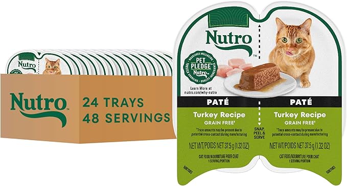 Nutro Perfect Portions Wet Cat Food Pate Turkey Recipe, Grain Free Wet Cat Food, 2.64 oz. Twin-Pack Trays (24 Count, Pack of 1)