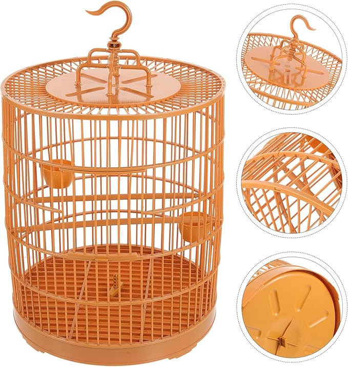 Plastic Hanging Bird Cage Round Top, Small Pet Cage for Parakeets and Cockatiels, Outdoor Decorative Birdhouse Suitable for Small Birds and Travel