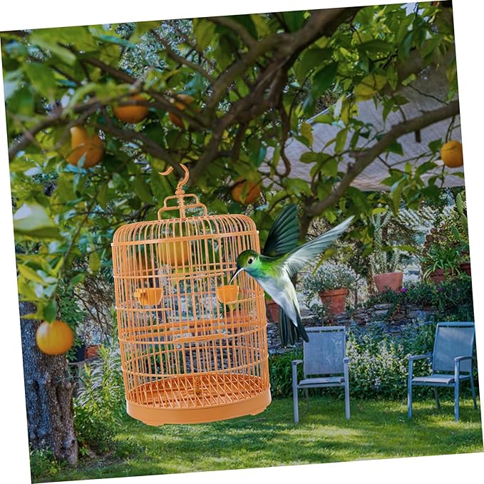 LIOOBO Hanging Bird Cage for Small Animals and Birds Durable Plastic Round Door Suitable for Parakeets Conures Hamsters and Small Pets