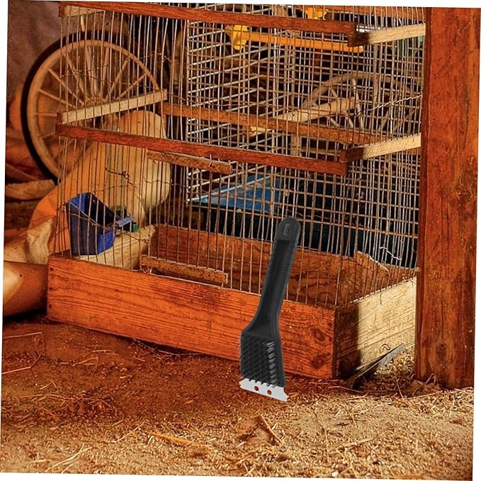 Abaodam Birdcage Cleaning Brush Bird Droppings Removal Tool Stainless Steel Cage Brush Long Handle Cleaner for Pet Hygiene