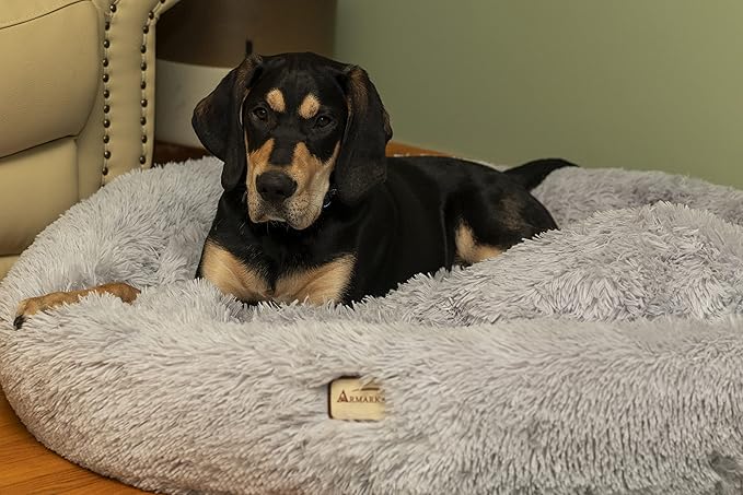 Armarkat Extra Large, Fluffy Gray Round Cat Bed - C71NHS