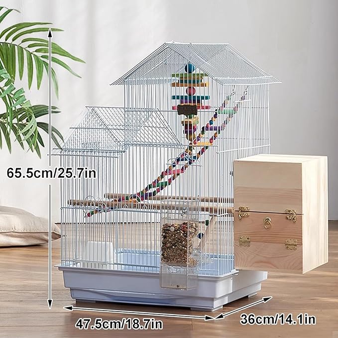 Bird Travel Cage-Lightweight Small Birds Starter Kit with Birdcages and Accessories Great for Parakeets Birds Parrotlets Finches Canaries Removable Plastic Tray Include，Blue