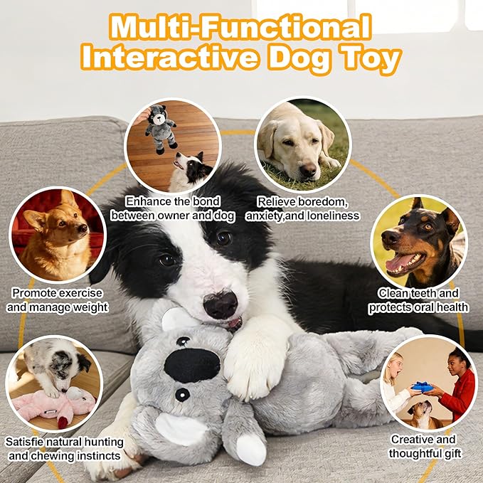Green Lion Plush Squeaky Dog Toy with Bungee Leg Puppy Teething Chew Toy Cute Soft Funny Indoor Outdoor Interactive Stuffed Animal Dog Toy for Small Medium Large Dogs Toy Gift 36.5cm/14.37in