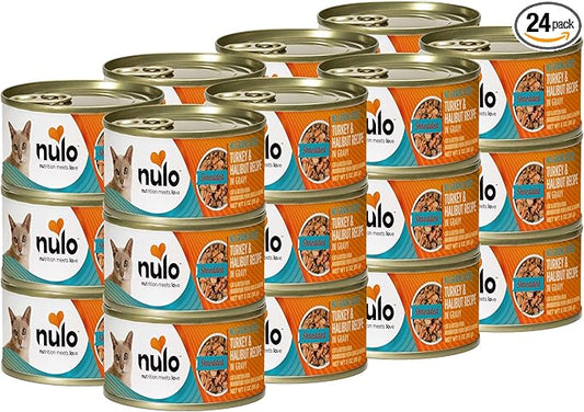 Nulo Turkey & Halibut Grain-Free Shredded Wet Canned Cat Food, 3 Ounce (Pack of 24)