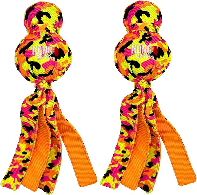 KONG Wubba Ballistic High-Viz Dog Toy – Squeaky Durable Tug & Toss Toy – Bright Colors for High Visibility – (High-Viz 2 Pack)