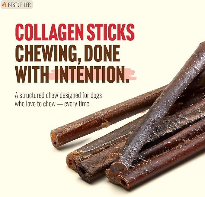 Natural Farm Odor-Free Bully Coated Gourmet Collagen Sticks (6 Inch, 10 Pack), Real Bully Beef Coated, 95% Natural Collagen, Supports Healthy Joints, Skin & Coat - Best for Small & Medium Dogs