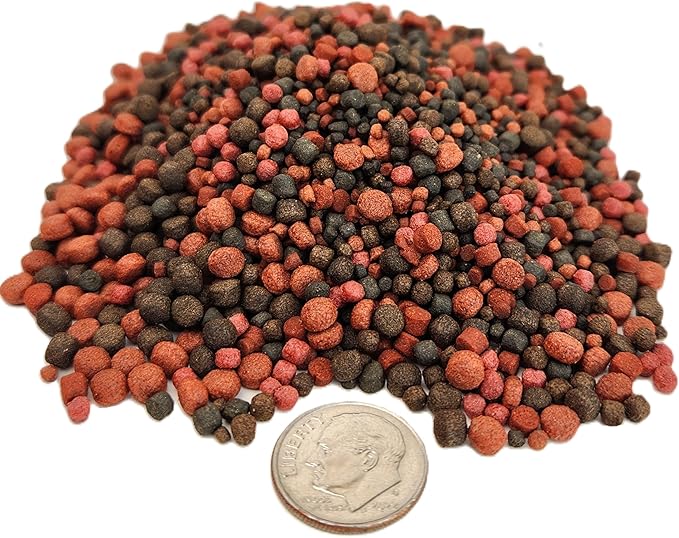 12-Type Ultra Mix of 1mm, 2mm, 3mm Floating & Sinking California Blackworm and Intense Coloring Pellets for All Tropical Fish & Pond Fish...1/2-lb Bag