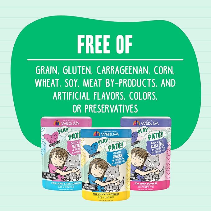 Weruva B.F.F. Play - Best Feline Friend Paté Lovers, Aw Yeah!, Duck & Tuna Tap Dance with Duck & Tuna, 3oz Pouch (Pack of 12)