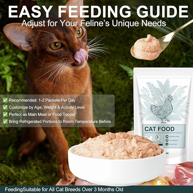 Lickable Creamy Cat Treats for Adult & Senior Cats, Premium Wet Pet Food Delectables Bisque for Cats Dogs Chicken Recipe Protein-Rich - (Pack of 10) 2.8 oz Pouches (Wet Cat Food Pack of 10)