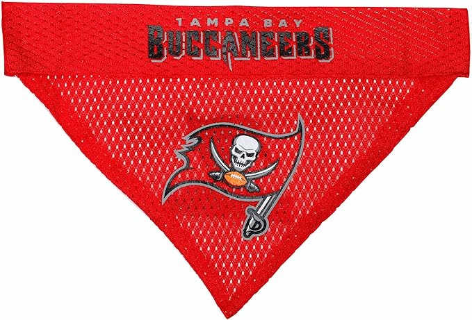 NFL DOG BANDANA - TAMPA BAY BUCCANEERS REVERSIBLE PET BANDANA. 2 Sided Sports Bandana with a PREMIUM Embroidery TEAM LOGO, Small/Medium. - 2 Sizes & 32 NFL Teams available