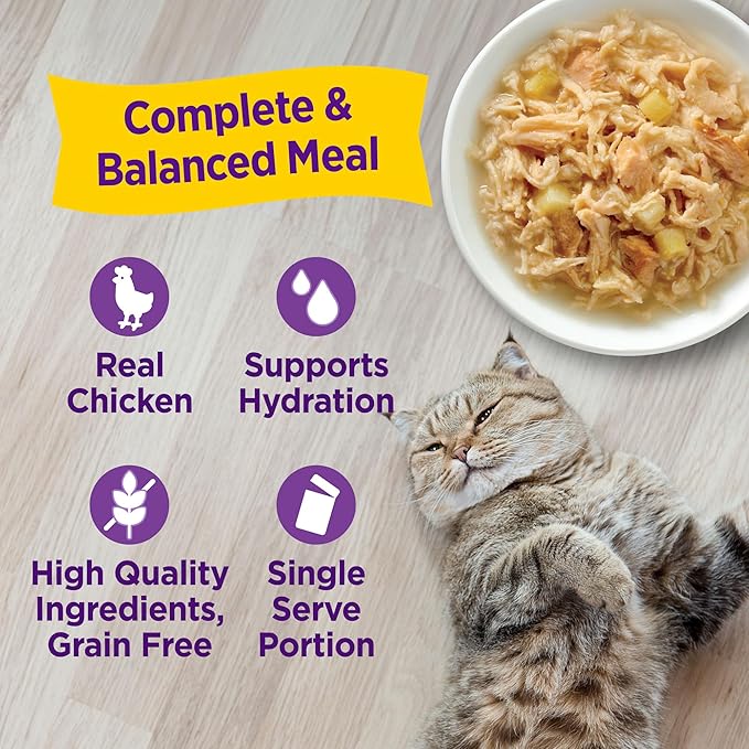 Wellness Appetizing Entrées Shredded Adult Wet Cat Food, Natural, Protein Rich, Grain Free, Chicken and Salmon Recipe, 1.4 oz, Pack of 8 Pouches