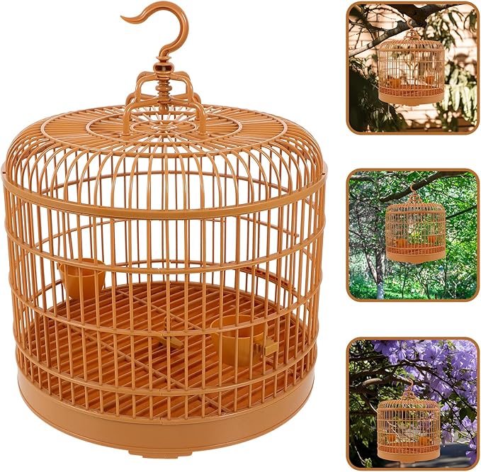 Luxshiny Hanging Bird Cage for Small Parakeets and Parrots, 29.5-inch Dome Top Decorative Outdoor Birdcage with Portable Handle, Suitable for Small to Medium Pet Birds