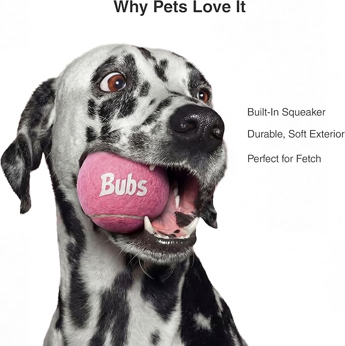 BubS Premium Durable Squeaker Balls for Dogs & Cats 3-Pack (2.5 inch) – Tennis Ball Style, Bouncy, Interactive, Safe & Long Lasting Fetch Pet Toys for Endless Fun (Large)