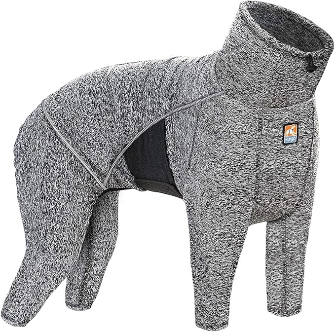 Kurgo Stowe Base Layer - Comfortable, Cold-Weather Pet Wear - Breathable Snug Fit - Dual-Zipper Dog Onesie - Reflective Side Seams - Dog Pajamas - Machine Washable - Small - Black/Grey