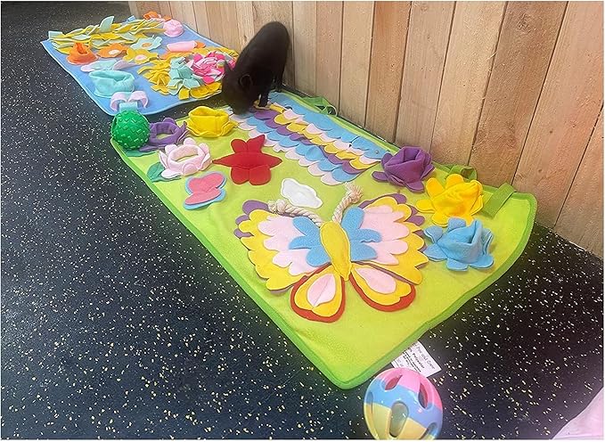 Butterfly Snuffle Mat with Crinkle Squeaker and Rope for Dogs Pigs Cats Rabbits Small Animals Forraging Toy
