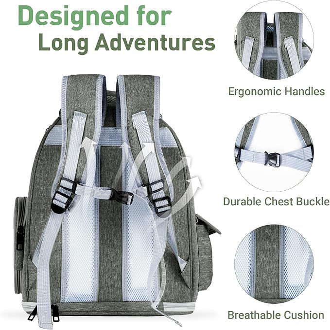 Cat Backpack Carrier with Large Space Bubble Window, Airline Approved Breathable Pet Carrier for Small Dogs Cats up to 15lbs, Foldable for Travel Hiking & Outdoor Use