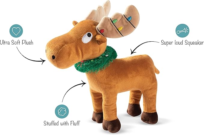 Fringe Studio Plush Dog Toy, Merry Chrismoose (289394), Multi-Color, PetShop Collection