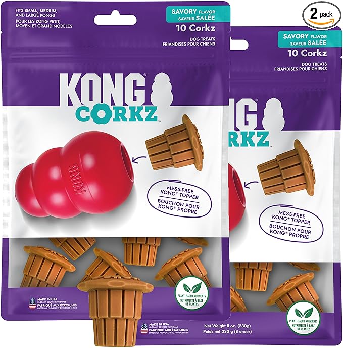 KONG Corkz Treat Toppers for Classic & Extreme Dog Toys – Long-Lasting Chew Enrichment, Mess-Free Treat Retention, Plant-Based Flavor, Helps Clean Teeth & Freshen Breath, Made in USA (2)