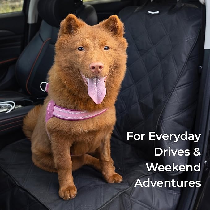 Front Seat Dog Cover for Car SUV Truck, Waterproof 600D Oxford Cloth Pet Seat Protector with Side Flaps, Durable Dog Seat Cover Front Passenger for Bucket Seat/Captain Chair, Full Protection (Black)