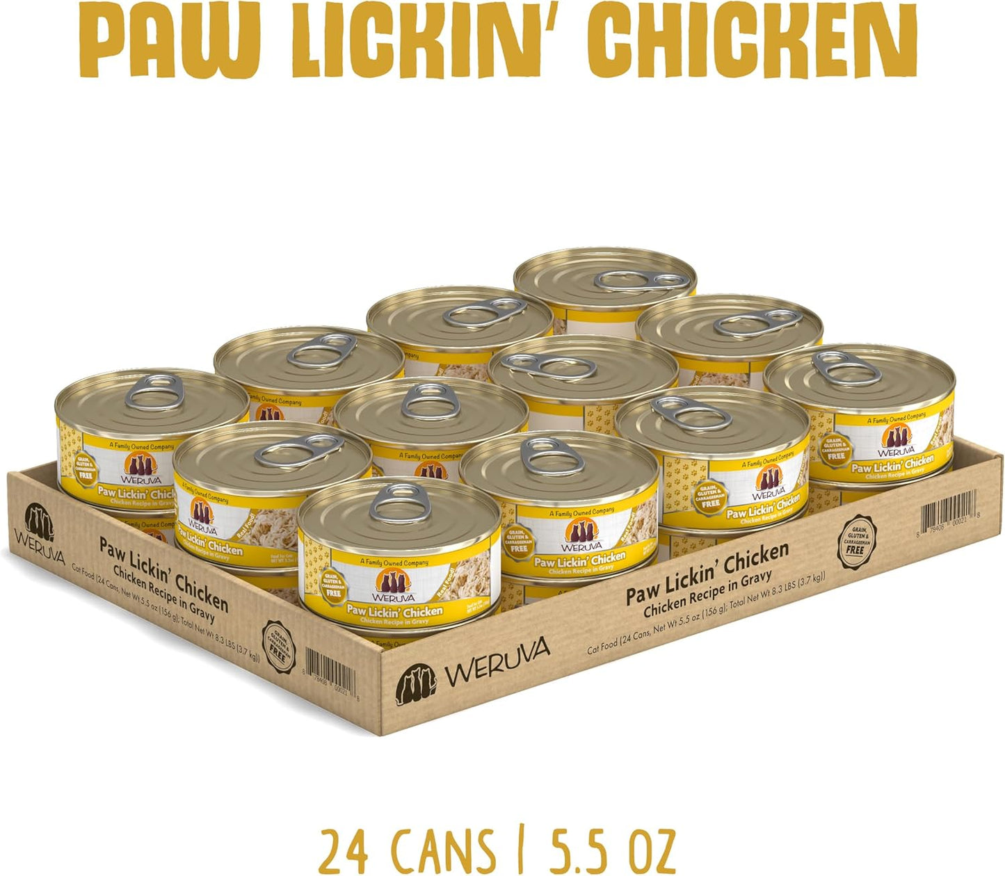 Weruva Classic Cat Food, Paw Lickin’ Chicken with Chicken Breast in Gravy, 5.5oz Can (Pack of 24)