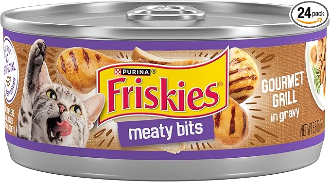 Purina Friskies Wet Cat Food, Meaty Bits Gourmet Grill in Gravy - (Pack of 24) 5.5 oz. Cans
