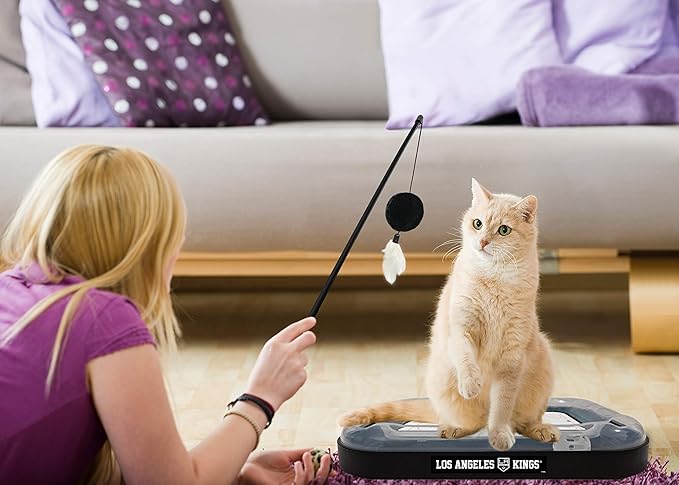 Pets First NHL Los Angeles Kings 5-in-1 Cat Scratcher Toy with Interactive Cat Ball Bell in Tracks