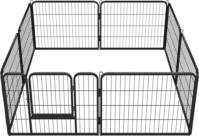 Dog Cage Dog Playpen, 8 Panels, 80 x 60 cm, Folding Fence for Puppies, Small Animals, Outdoor, Indoor