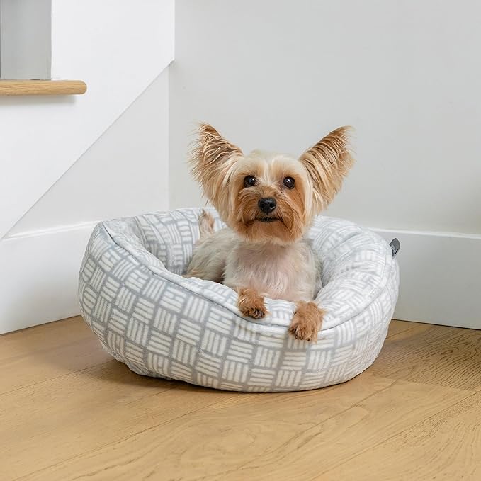 Fringe Studio Handdrawn Bookliner Gray Small Circle Microplush Pet Bed 18" - Poly Filled - Machine Washable (742006)