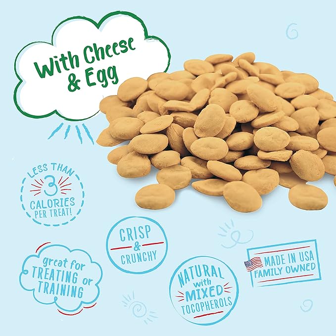 Charlee Bear Original Crunch Dog Treats, Cheese and Egg, 16 Ounce Resealable Bag, Low Calorie Training Treats for Dogs, Limited Ingredient, Healthy, Crunchy Dog Snacks, Made in USA (Pack of 2)