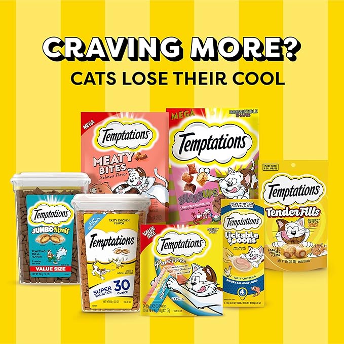 Temptations Cat Treats, Classic Crunchy and Soft Cat Treats, Seafood Medley Flavor, 30 oz. Tub