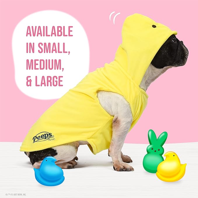 Peeps for Pets Officially Licensed Chick Dog Costume - Easter and Spring Dog Hoodie Costume, Soft 65% Cotton Blend Pull-Over Style, Size Small