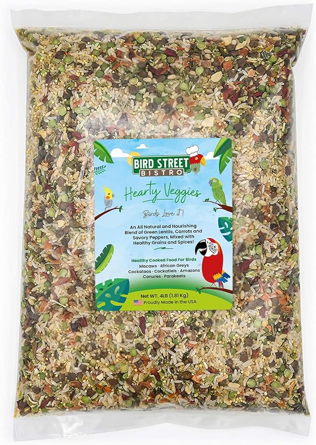 Bird Street Bistro Parrot Food - Parakeet Food - Cockatiel Food - Bird Food - Cooks in 3-15 min with Natural Grains - Legumes - Non-GMO Fruits, Vegetables, & Health Orientated Spices