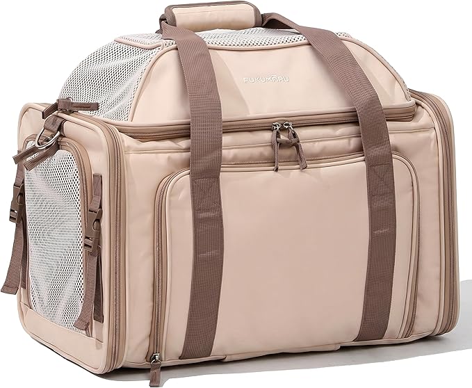 FUKUMARU Expandable Pet Carrier for Cat, 18x11x11 Large Cat Carrier Soft, Collapsible Airline Approved Dog Carrier, Ventilate Cat Travel Carrier with Durable Mesh, Escape-Proof Small Dog Carrier, Pink