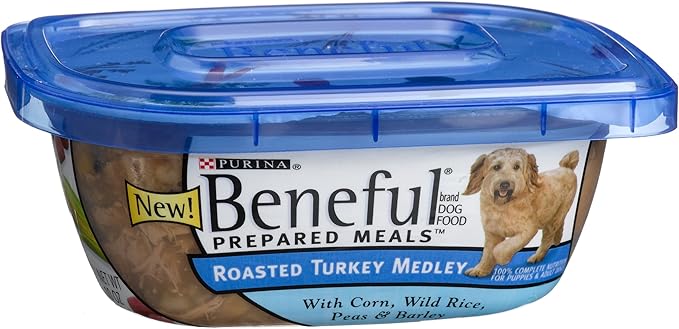 Purina Beneful Freshly Prepared Meals Roasted Turkey Medley with Sweet Potatoes, Peas, Barley, and Wild Rice - (Pack of 8) 10 oz. Tubs