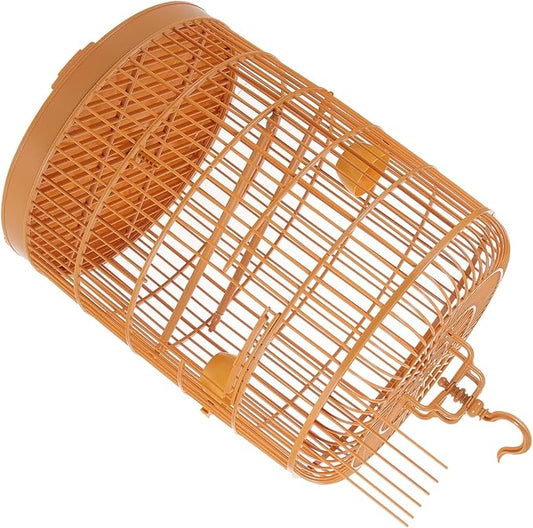 BESTonZON Hanging Bird Cage Plastic Small Animal House Multi Functional Round Design Durable Spacious for Parakeets Lovebirds Hamsters and Small Pets