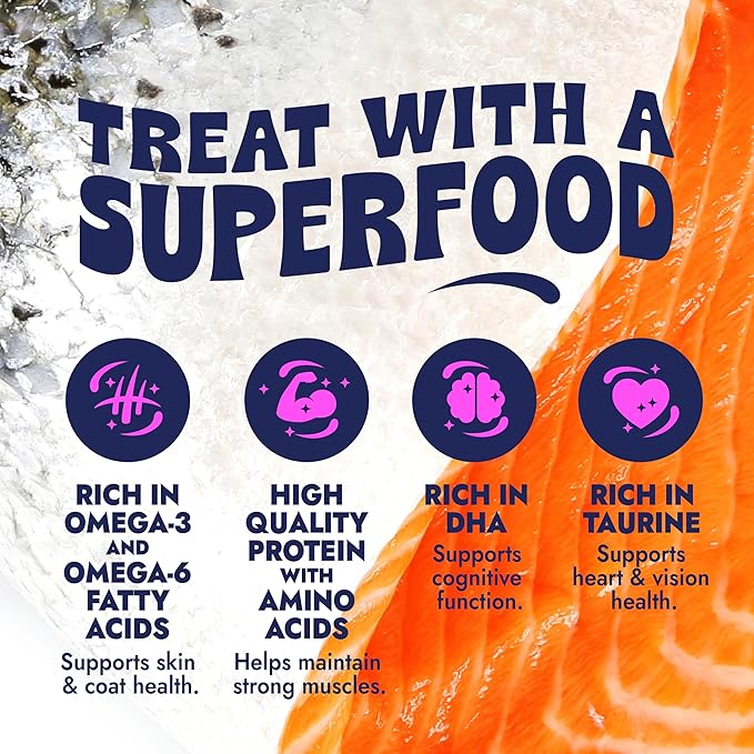 Finfare Freeze Dried Cat Food Toppers, Salmon Sprinkles, Grain Free Meal Toppers for Cats to Support Taste & Nutrition - High Protein & Omega-3s, Crafted in USA, 6oz