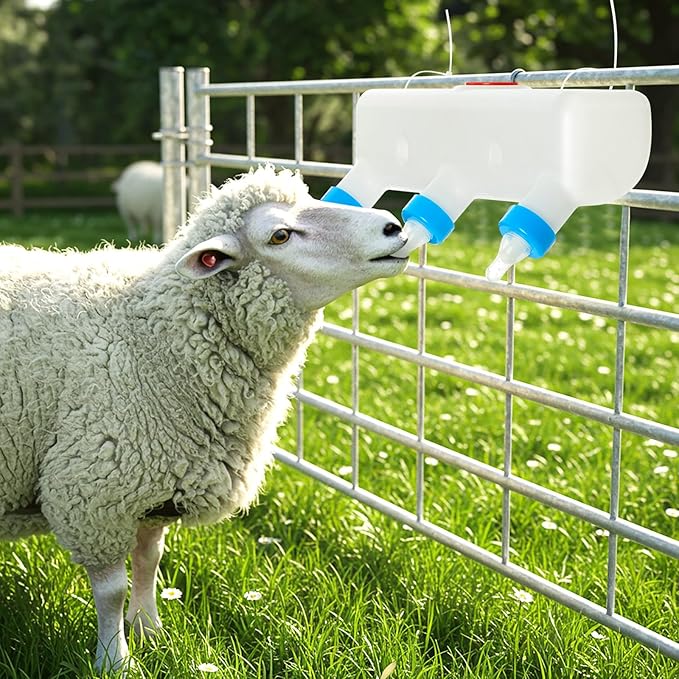 Threlaco 3 Pacifier Small Animal Milk Feeder 3 L/101.45oz Puppy Lamp Goat Milk Feeder Farm Water Bottle Dispenser Animal Drinking Equipment for Professional Breeding