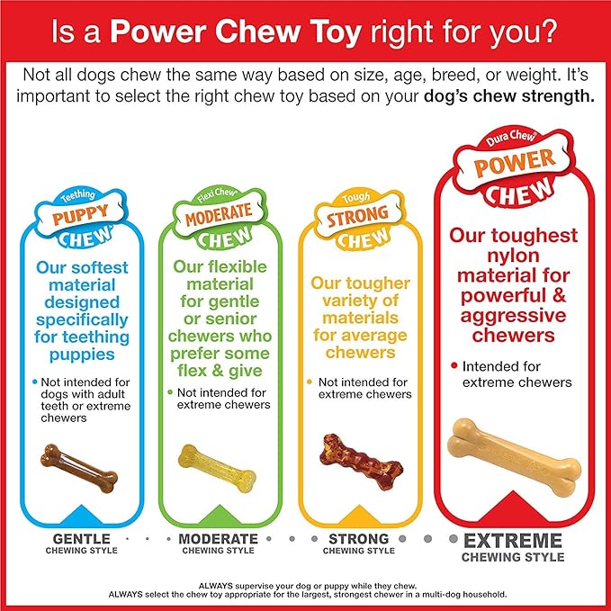 Nylabone 3 Pack of Beef Jerky Flavor Frenzy Power Chew Bones, Souper, for Dogs Over 50 Pounds