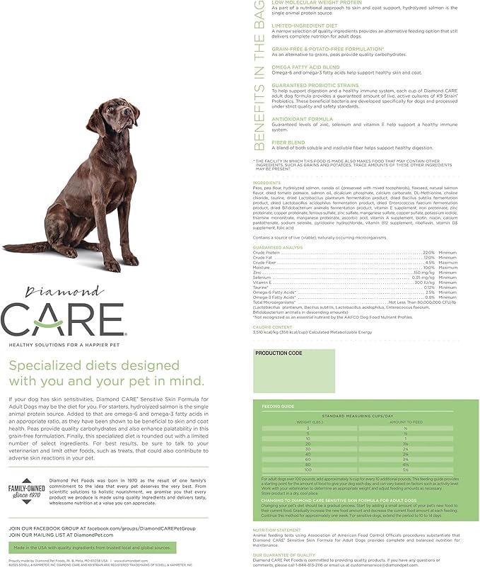 DIAMOND CARE Dry Dog Food Sensitive Skin 25lb
