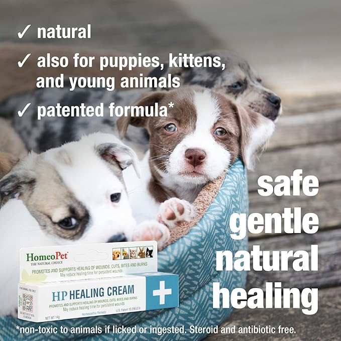 HomeoPet HP Healing Cream, Safe and Natural Skin-Healing Ointment for Cats and Dogs, 14 Grams