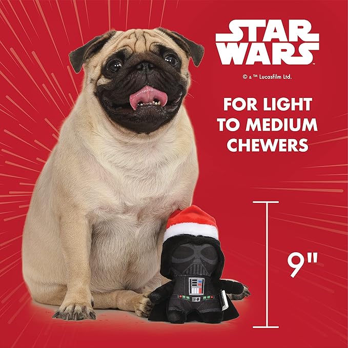 STAR WARS for Pets Dog Toy Darth Vader Toy for Holidays | Santa Darth Vader Dog Squeaky Toy Dog Chew Toy | Holiday Dog Toy Plush Toys | 9 Inch Small Dog Toy (FF19885-22)