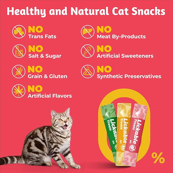 Just Try Lickable Cat Treats Variety Pack - with Taurine & Vitamin E, Cat Grass, Omega 3 Salmon Oils for Cats, Creamy Purée Grain Free - 48 Tubes