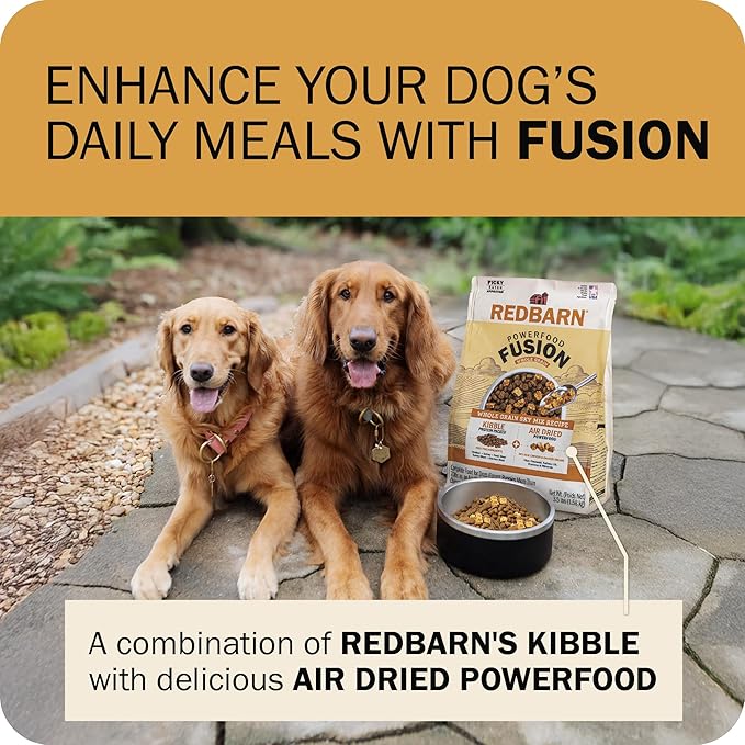Redbarn Powerfood Fusion Air Dried Kibble Blend – Whole Grain Sky Chicken Recipe – Made in USA Dry Dog Food for All Lifestages with Superfoods, Prebiotics, Postbiotics - 3.5lb Bag