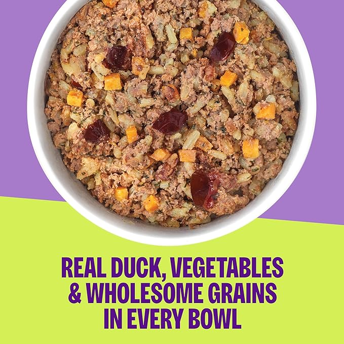 Wellness Protein Bowls, Adult Wet Dog Food, Wholesome Grains, 6.2 Ounce Pouch, 6 Pack, (Duck, Sweet Potato & Cranberries Recipe)