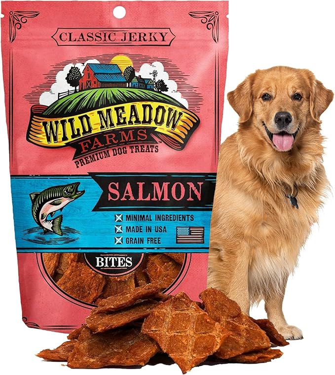 Classic Salmon Bites, Soft Jerky Treats for Dogs, Grain-Free & All-Natural, Ideal for Training, Portioning, and High-Value Rewards for All Breeds & Ages - 3.5 Ounce Pouch