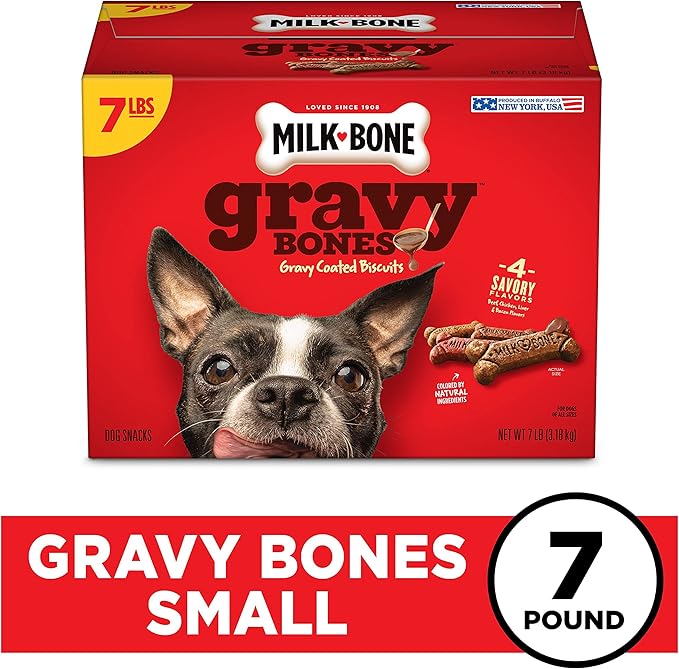 Milk-Bone GravyBones Dog Biscuits, Small Dog Treats, 7 lb.