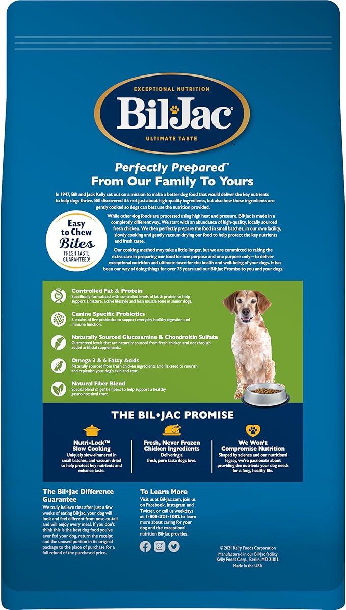 Bil-Jac Senior Select Dry Dog Food | Chicken & Oatmeal Recipe | 6 lb
