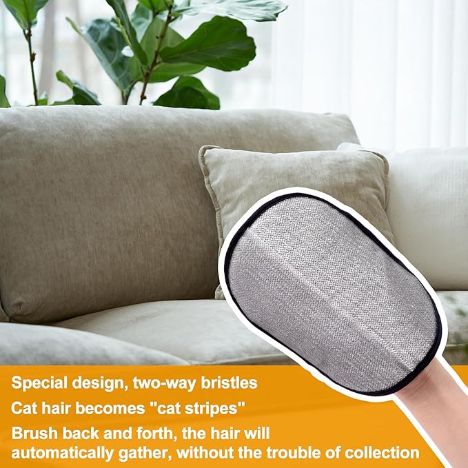 Pet Hair Removal Gloves for Cats and Dogs, Pet Hair Electrostatic Magic Brush Gloves, Efficient Pet Grooming Hair Remover Tools for Carpet, Couch, Laundry, Car Seat (2pcs, Black)